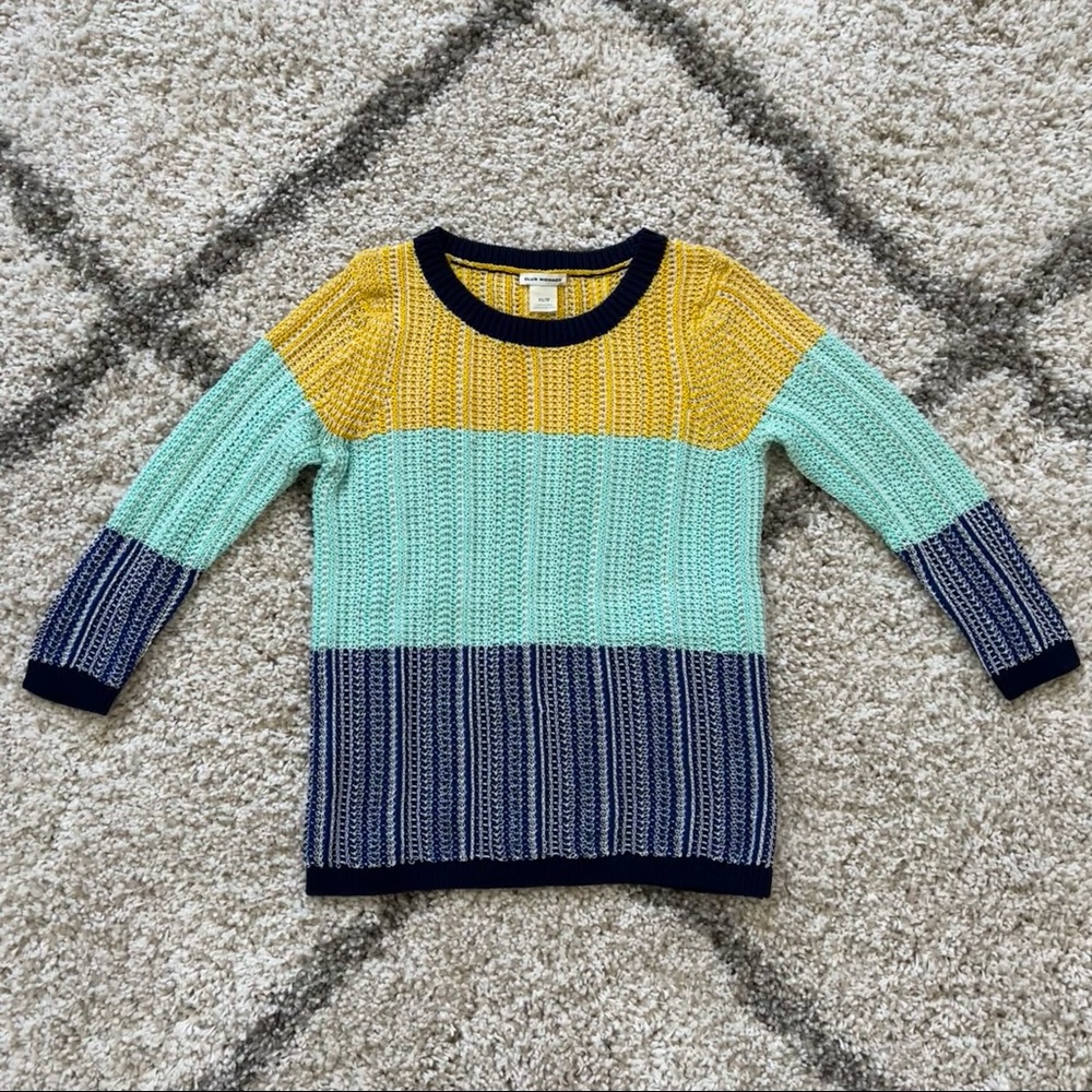 Club Monaco Colorblock Open Knit Sweater